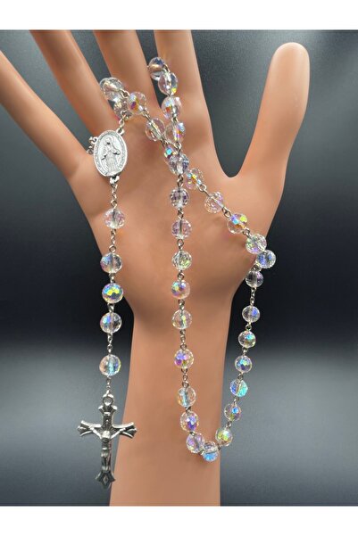 Yada Unique 8 mm Fasetli Küre Kesim Kristal Boncuk Katolik Hrıstiyan Rosary T...