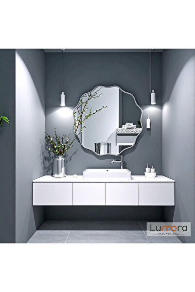 lumora mirror design Envara Gümüş Lake Boyalı Çerçeveli Dekoratif Ayna • Bany...