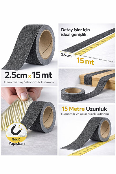 HALFART Kaydırmaz Bant 2.5 cm x 15 mt – Islak Zemin, Merdiven ve İşyeri İçin ...