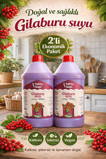 Tahtakapı Tahta Kapı Gilaburu Suyu 5 L x 2 (10 L) Şekersiz Katkısız Vegan