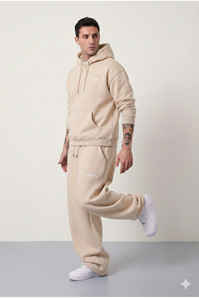 NİCE Men's Voi̇d Design Baggy Wide Leg Tracksuit Set Bottom and Top Set