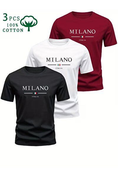 PAVRO Unisex Oversize Fit Multi T-Shirt Milano Printed Tshirt