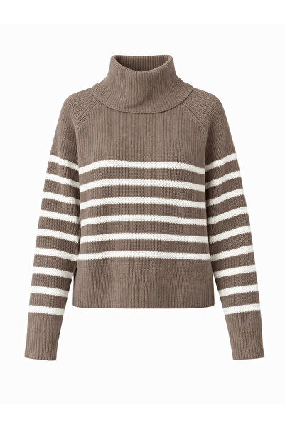 Retrobird Wide Double Collar Knitwear Sweater Women's Mink