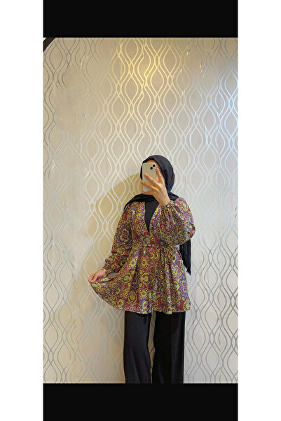 DİLEKBUTİK Patterned Balloon Sleeve Kimono
