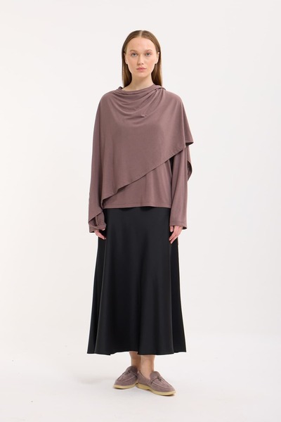 mavi limon Şallı Bluz Toprak