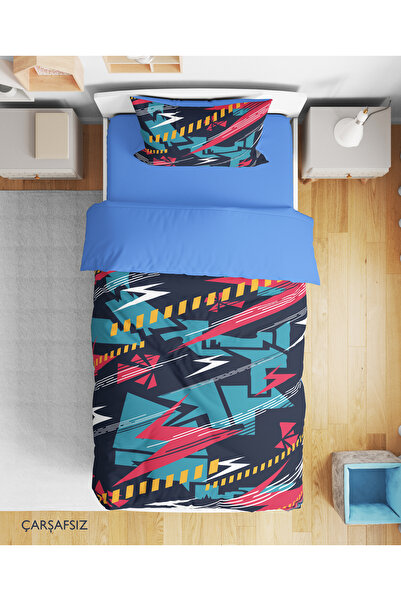 Erays Home Set de lenjerie de pat pentru tineret, cu model modern sportiv, im...