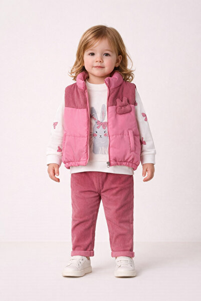 Harika KIDS Baby Girl 3-Piece Set 9-24 Months Inflatable Vest 100% Cotton Swe...