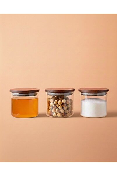 Luca Mia Clara Metal Vacuum Lid 3-Piece Glass Round Storage Container 8 cm