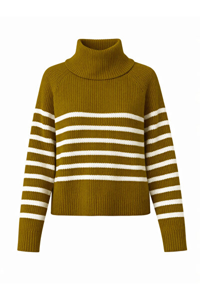 Retrobird Wide Double Collar Knitwear Sweater Women's Olive Green