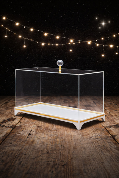 ADENZ Bohça Çeyiz Nişan Kutusu Beyaz - Gelin Bohçası Cam Görünümlü Şeffaf Pleksi