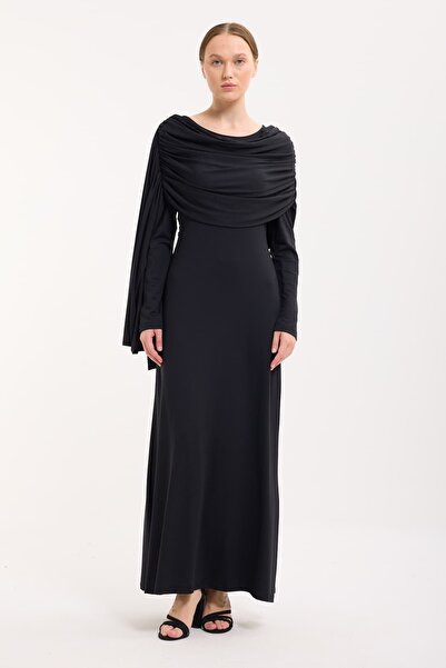 mavi limon Şallı Elbise