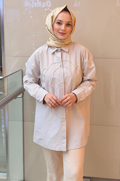 Ghisa Pearl Embroidered Striped Shirt