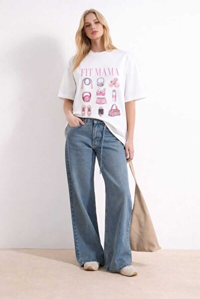 CES.İZ Fit Mama Printed Oversize Γυναικείο T-Shirt 100% Βαμβάκι Χτενισμένο 30...