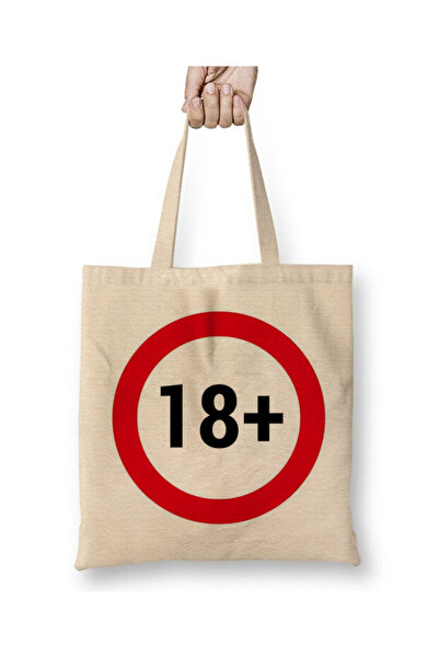 Toyaso 18 Years Old +18 Funny Signage Warning White Tote Bag Long Handle Shop...