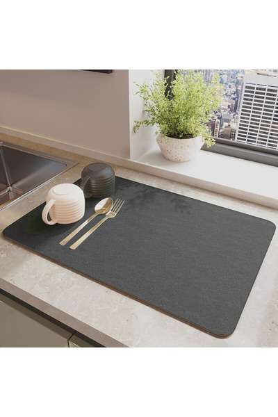 Jaskus Ultra-absorbent diatomaceous earth dish drying rack - Charcoal Grey