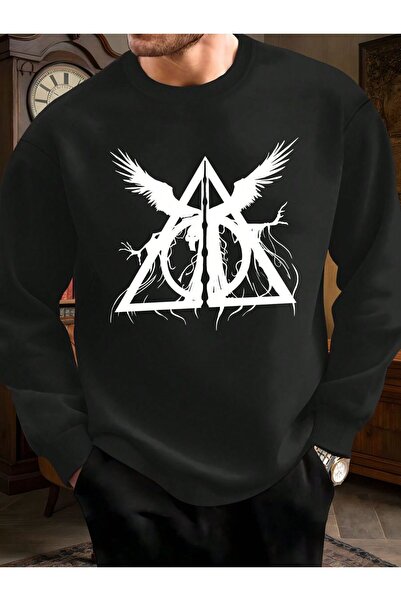 LELVANİ Hanorac pentru bărbați cu imprimeu aripi în interiorul triunghiului, ...