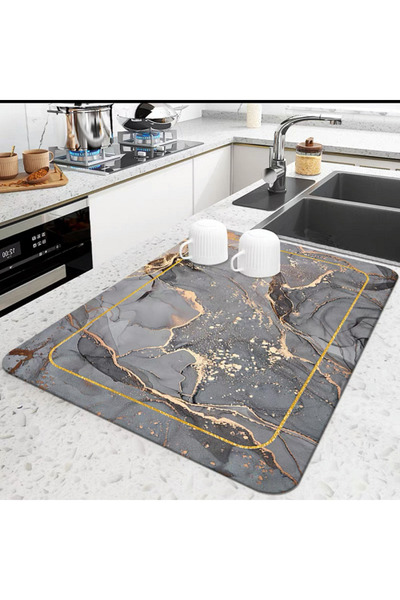 Jaskus Absorbent Kitchen Countertop Mat - Marble - Grey Marble