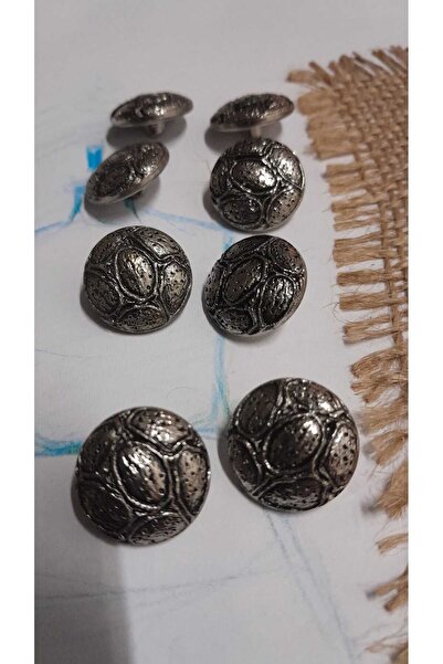 ILCARE Metallized Abs Antique Silver Plated Button 26 Size 16 mm 8 Pieces