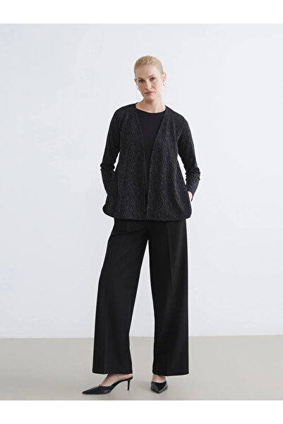 LC Waikiki Black Crew Neck Cardigan Look Blouse