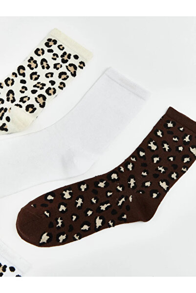 LC Waikiki Șosete de damă cu model leopard bej, pachet de 5