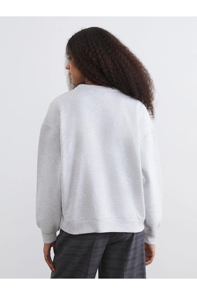 LC Waikiki Γκρι γυναικείο φούτερ με στάμπα NYC σε μεγάλο μέγεθος