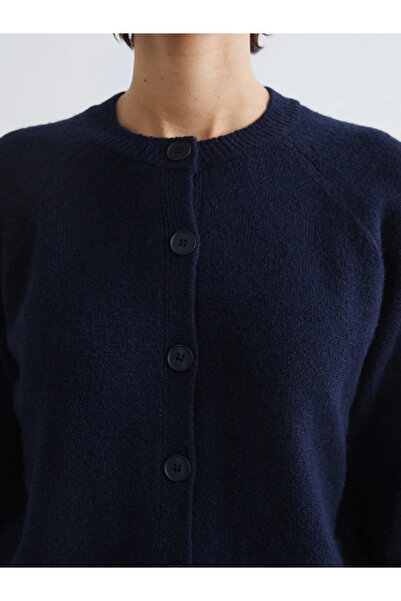 LC Waikiki Navy Blue Crew Neck Women's Knitwear Cardigan