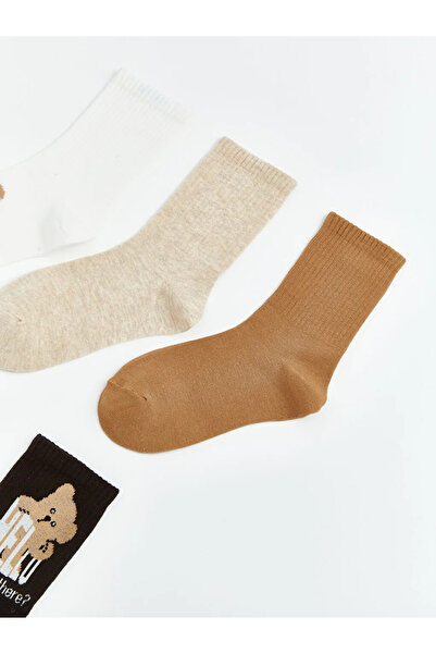 LC Waikiki Екру лунен принт дамски чорапи, 5 чифта