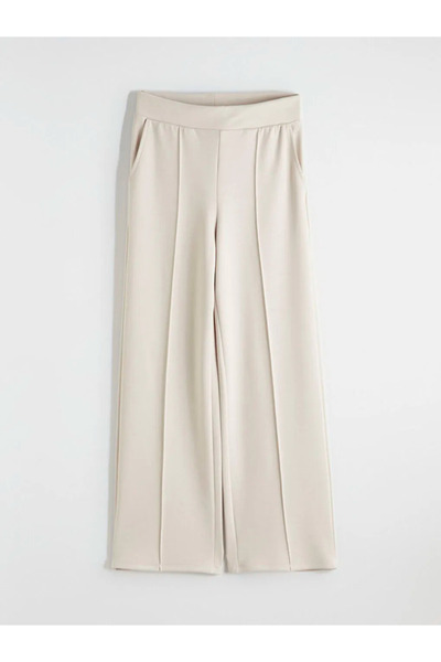 LC Waikiki Gray Wide Leg Women's Sweatpants with Elastic Waist