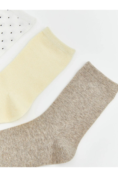 LC Waikiki Екру дамски чорапи с мотиви, 5 чифта