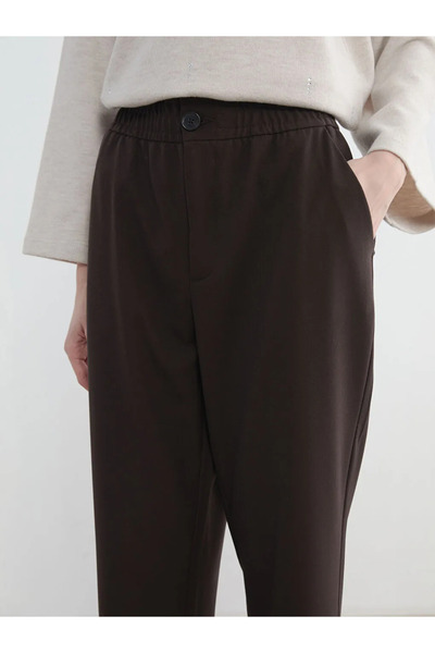 LC Waikiki Brown Elastic Waist Women's Trousers