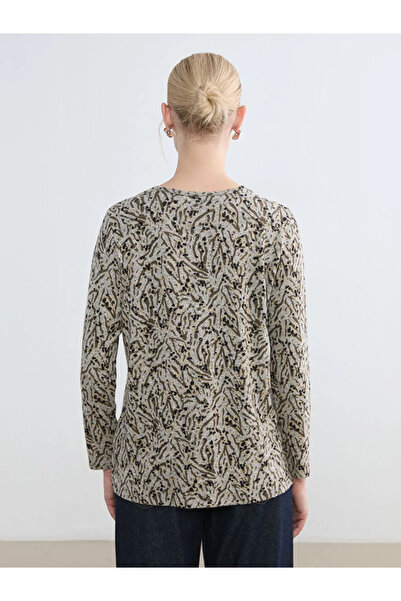 LC Waikiki Beige Crew Neck Patterned Blouse