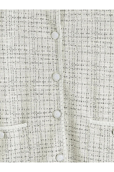 LC Waikiki Gray Crew Neck Patterned Women's Cardigan