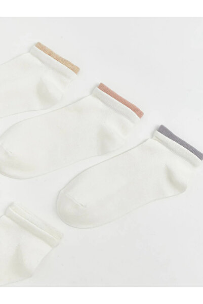 LC Waikiki Ecru Women's Plain Booties Socks 5-Pack