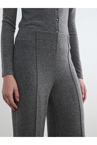 LC Waikiki Anthracite Elastic Waist Wide Leg Women's Trousers