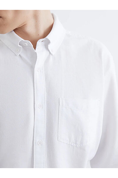 LC Waikiki Ecru Regular Fit Oxford Men's Shirt