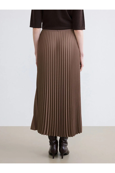 LC Waikiki Fusta plisată maro cu talie elastică