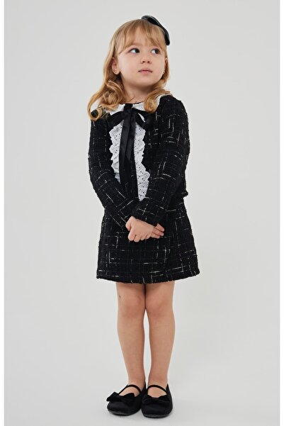 Pinkitokids Set din tweed pentru fete cu fustă scurtă