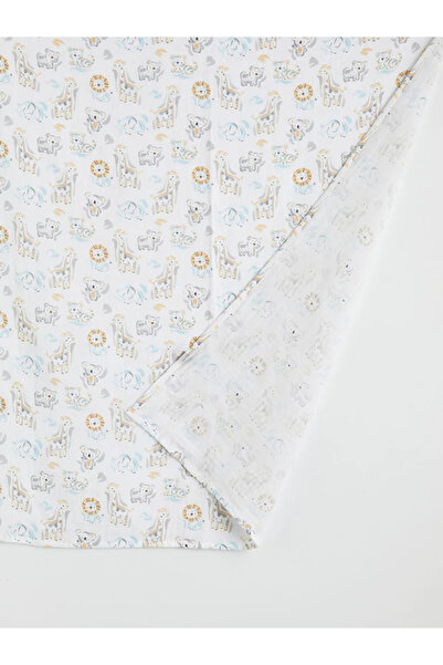 LC Waikiki Ecru Printed Cotton Baby Blanket 90X100 cm