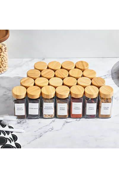 OEM Set de 6 Recipiente pentru Condimente de 120 ml cu capac din Bambus, Capa...