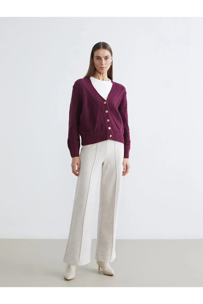 LC Waikiki Γυναικείο παντελόνι με ελαστική μέση σε μπεζ χρώμα