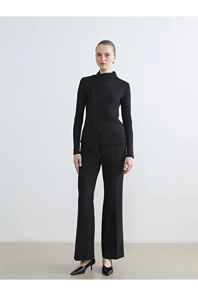 LC Waikiki Black shawl detailed Mock Neck women's bodysuit