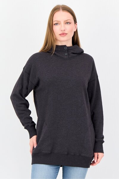 AMERICAN EAGLE Women Heather Long Sleeve Hoodie, Dark Grey