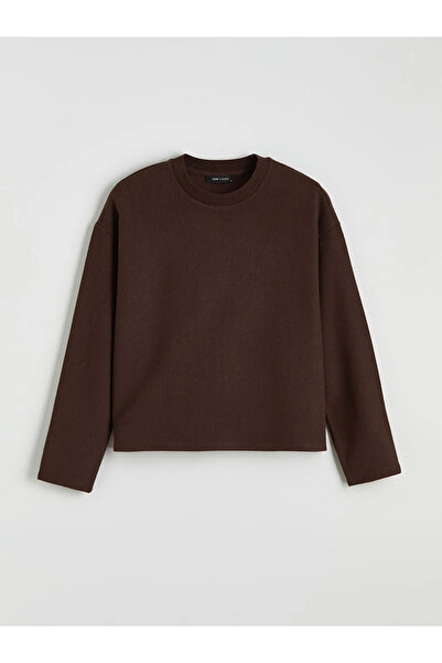 LC Waikiki Γυναικείο φούτερ καφέ με λαιμόκοψη