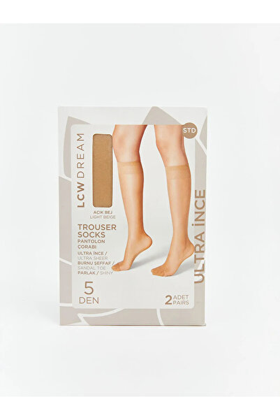 LC Waikiki Beige 5 Denier Women's Ultra Thin Below-Knee Socks, Pack of 2