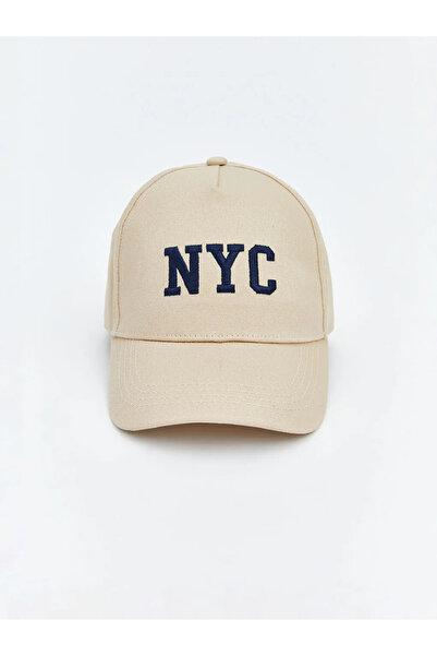 LC Waikiki Beige Nyc Embroidered Boy's Cap Hat