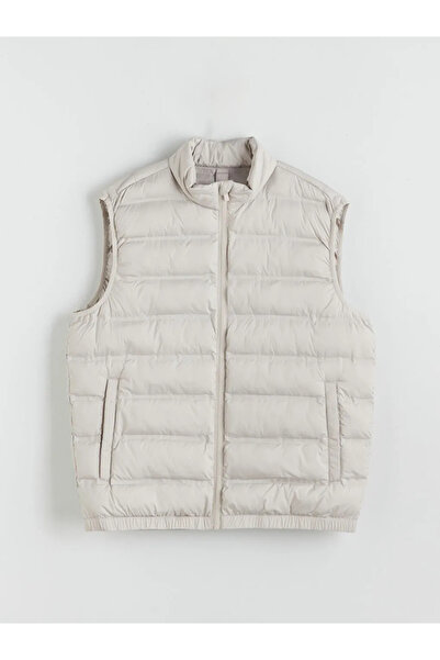 LC Waikiki Beige Standard Fit Stand Collar Men's Puffer Vest