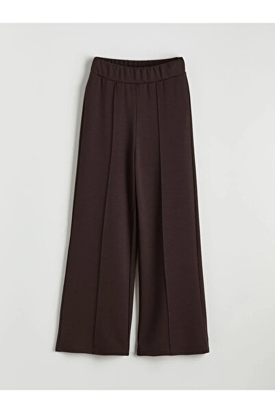 LC Waikiki Brown Wide Leg Women's Sweatpants with Elastic Waist