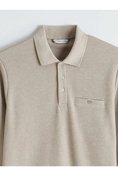 LC Waikiki Beige Polo Neck Men's Sweatshirt