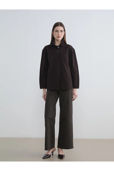 LC Waikiki Brown Wideleg Leopard Patterned Women's Jean Pants