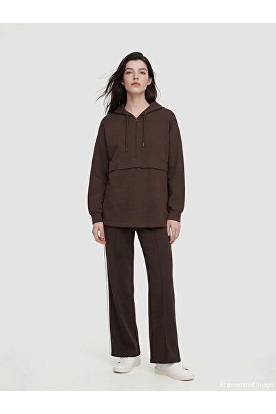 LC Waikiki Brown Hooded Soft Touch Women's Sweatshirt